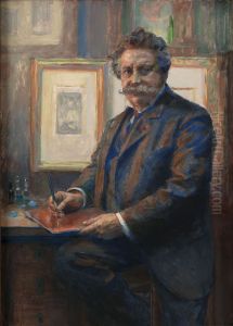 Portrait de Charles Albert Waltner dans son atelier