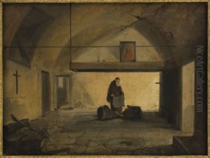 Un moine dans une salle voutee by Francois Marius Granet