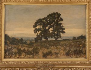 Deux arbres en lisiere de foret by Henri Harpignies