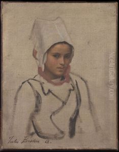 Tete de jeune Bretonne, etude pour le Pardon by Jules Breton
