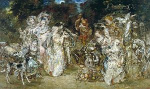 Reunion dans un parc au temps des Valois by Adolphe Joseph Thomas Monticelli