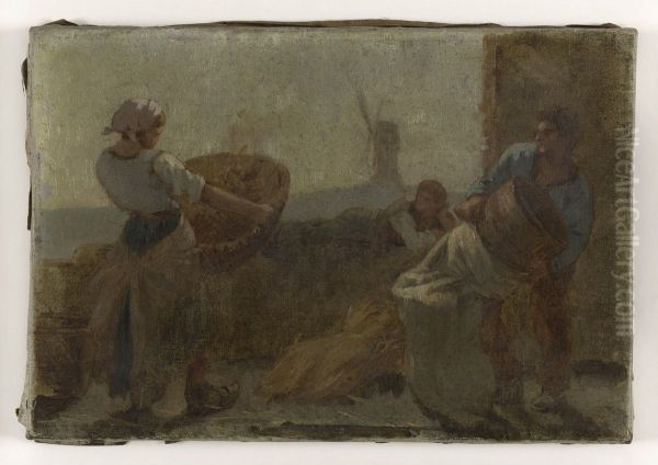 Histoire du ble : Le Criblage : Esquisse pour l'ecole de la rue Dombasle, 15eme arrondissement de Paris - view 1