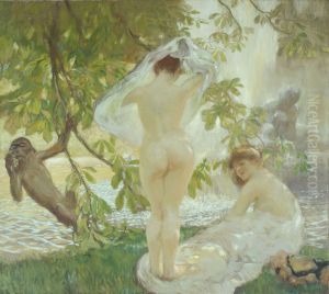 La chemise enlevee, baigneuses by Gaston La Touche