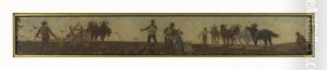 Histoire du ble : labours, semailles, hersage : Esquisse pour la salle de dessin de l'ecole de la rue Dombasle, 15eme arrondissement de Paris by Paul Baudouin