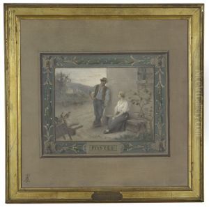 Esquisse pour la salle des mariages de la mairie du 14eme : Les Fiances by Henri Adriene Tanoux