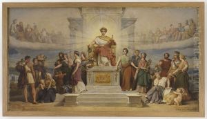 Esquisse pour l'ancien Hotel de Ville de Paris : Le triomphe de la Ville de Paris by Francois-Edouard Picot