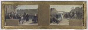 Esquisse pour le cabinet du Prefet a l'Hotel de Ville : La sortie des troupes durant Le siege de Paris en 1870 by Paul Baudouin