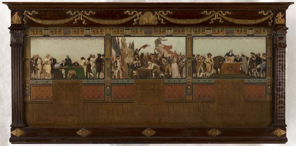 Esquisse pour la salle des fetes de la mairie du 20eme arrondissement : Naissance, patrie, devoir, droits - view 1