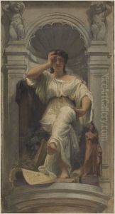 Esquisse pour la coupole du pavillon Denon au Louvre : La pensee (ou l'architecture) by Charles Louis Muller