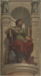 Esquisse pour la coupole du pavillon Denon au Louvre : l'invention (ou la sculpture)
