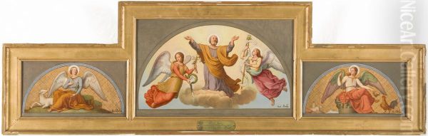 Esquisse pour l'eglise Saint-Joseph : L'Ange de douceur et de chastete - Apotheose de Saint-Joseph - L'Ange de vigilance et de fidelite - view 1