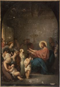 Esquisse pour l'eglise Saint-Etienne-du-Mont : Jesus et les petits enfants Esquisse pour l'eglise Saint-Etienne-du-Mont : Jesus et les petits enfants