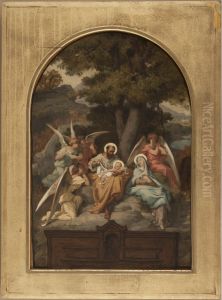 Esquisse pour l'eglise Notre-Dame-des-Champs : Le Repos de la Sainte Famille by Felix Henri Giacomotti