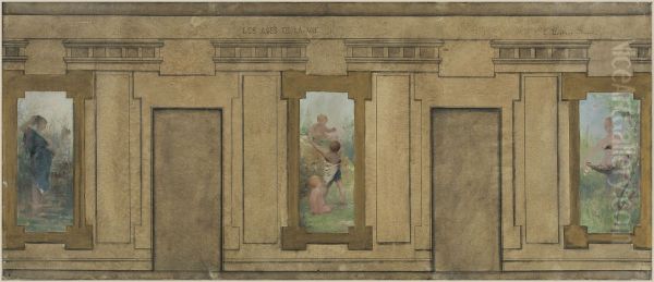 Esquisse pour la mairie de Courbevoie : Les ages de la vie. La Jeunesse. L'Enfance. La Jeunesse. - view 1