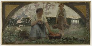 Esquisse pour la salle a manger de l'Hotel de Ville de Paris : Les fraises by Georges Jules Bertrand