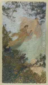 Esquisse pour la bibliotheque de l'Hotel de Ville de Paris : les Muses (Plafond) by Henri-Jean Guillaume Martin