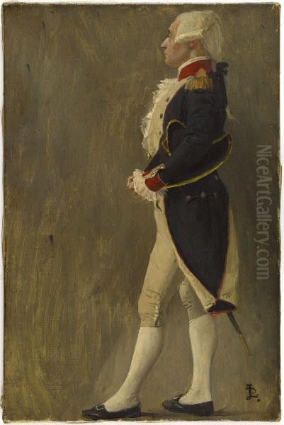 Esquisse de detail pour l'Hotel de Ville de Paris : La voute d'acier, silhouette du marquis de Lafayette - view 1