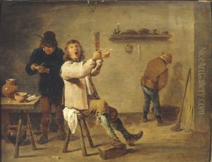 Peasants drinking in a tavern