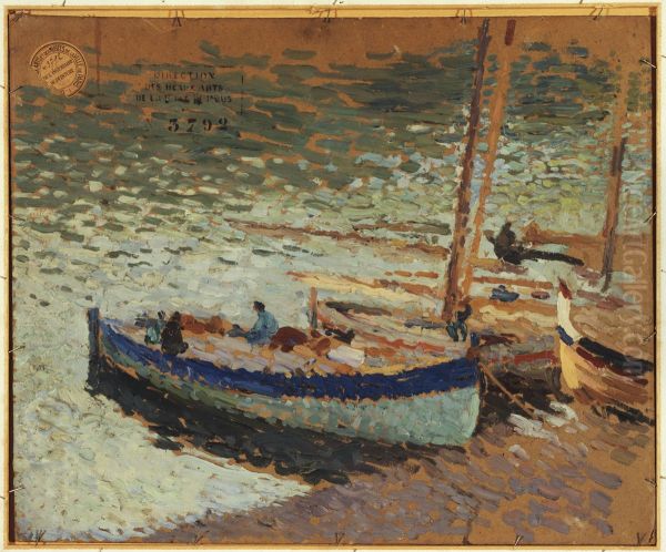 Bouquet de bleuets - Barques au port - view 1