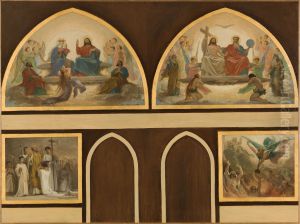Esquisse pour l'eglise Saint-Gervais : La Vierge intercedant pres de Jesus pour les pecheurs. Le Jugement dernier et Jesus intercedant. La bonne mort. L'ange reveillant les morts. by Armand Felix Marie Jobbe-Duval
