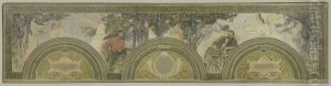 Esquisse pour le salon d'entree sud de l'Hotel de Ville : La Peinture - La Litterature by Henri-Jean Guillaume Martin