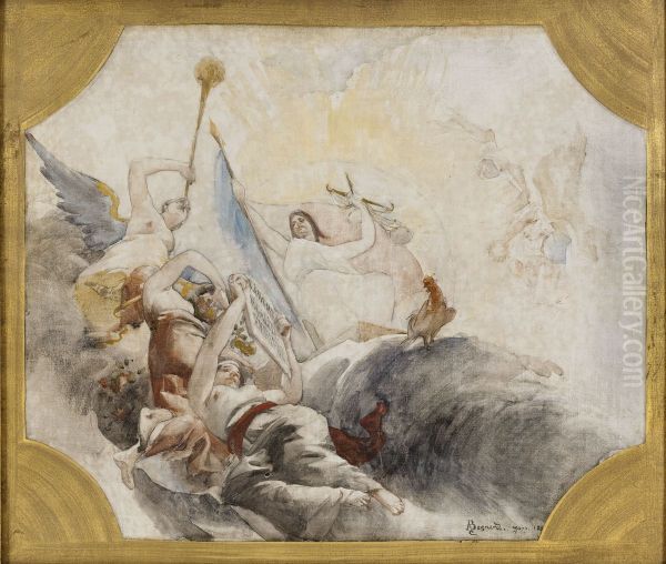 Esquisse pour la salle des mariages de la mairie du 19eme arrondissement de la Ville de Paris : Le Triomphe de la Republique (Plafond) - view 1