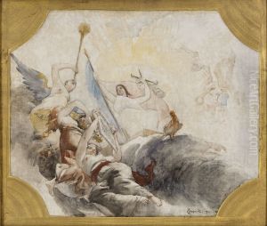 Esquisse pour la salle des mariages de la mairie du 19eme arrondissement de la Ville de Paris : Le Triomphe de la Republique (Plafond)