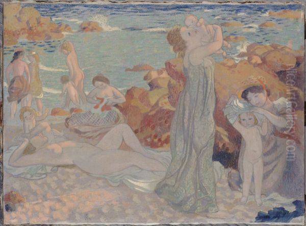 Baigneuses, plage du Pouldu - view 1