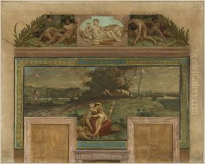 Esquisse pour la mairie de Saint-Maur-des-Fosses : Les Vertus opposees aux Vices (Travail - Fecondite) by Paul Milliet