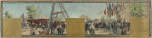 Esquisse pour la mairie de Bagnolet : Ete. La fete de Bagnolet le jour du couronnement de la rosiere by Pierre Louis Leger Vauthier