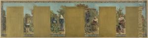 Esquisse pour la mairie de Bagnolet : Automne. Les cultures de Bagnolet. by Pierre Louis Leger Vauthier