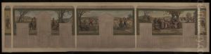Esquisse pour la salle des mariages de la mairie du 15eme arrondissement : La fidelite. L'amour. L'amour maternel. La semence. Le couronnement de la vie. La cinquantaine. La prudence. by Armand Felix Marie Jobbe-Duval