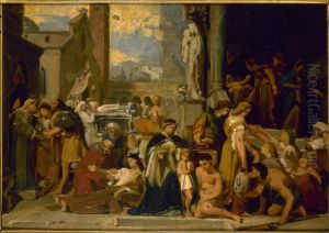 Esquisse pour l'eglise Sainte-Elisabeth : Les sept oeuvres de misericorde