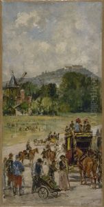 Esquisse pour le salon des Sciences de l'Hotel de Ville : Le champ de courses de Longchamp by John Lewis Brown