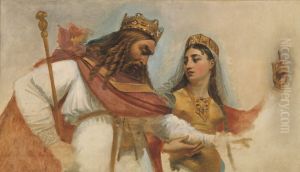 Esquisse pour la coupole du Pantheon (eglise Sainte-Genevieve) : Clovis et Clotilde