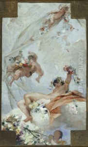 Esquisse pour la salle des Fetes de l'Hotel de Ville de Paris : les Fleurs by Gabriel Ferrier