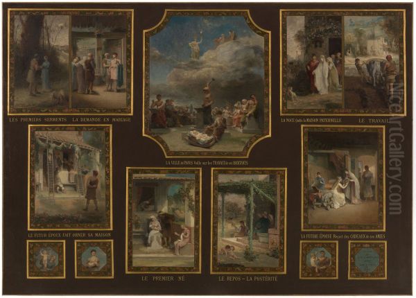 Esquisse pour la mairie du 19eme arrondissement de la Ville de Paris : Evocations du mariage - view 1