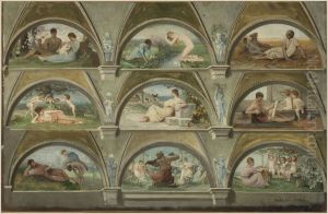 Esquisse pour le salon des cariatides de l'Hotel de Ville de Paris : Scenes allegoriques de la vie quotidienne (voussures)