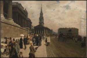 The National Gallery and Saint Martin's Church in London The National Gallery and Saint Martin's Church in London