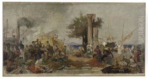 Esquisse pour la Bourse du Commerce de Paris : L'activite commerciale en Europe by Marie-Felix-Hippolyte Lucas