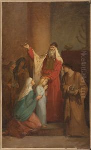Esquisse pour l'eglise Notre-Dame-de-Clignancourt - La Presentation de la Vierge au Temple by Nelie Jacquemart