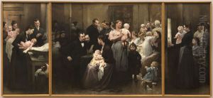 L'OEuvre de la goutte de lait au dispensaire de Belleville (triptyque) by Henri Jules Jean Geoffroy