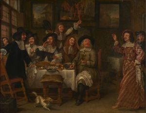 Dinner of artists by Gonzales Coques