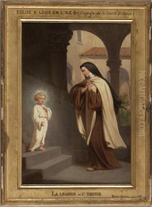 Esquisse pour l'eglise Saint-Louis-en-l'Ile : Jesus apparait a sainte Therese by Emile Vernet-Lecomte