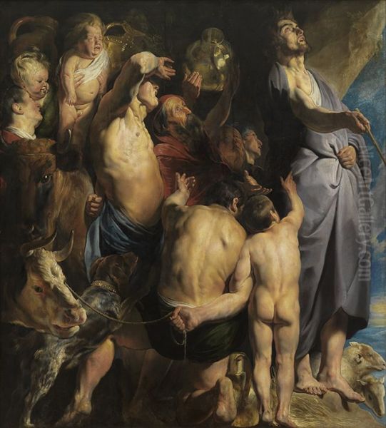 Moses Strikes Water from the Rock - view 1