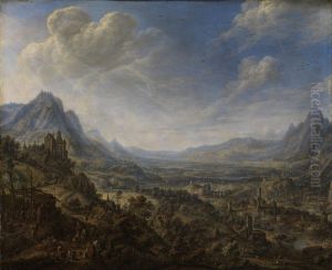 Gebirgslandschaft mit Blick in ein weites Flusstal