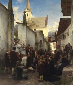 Kinderbegrabnis in Passeier (Tirol) by Wilhelm Ludwig Friedrich Riefstahl