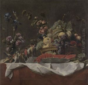 Stilleben mit Fruchten, Blumen, Hummer und Krammetsvogeln by Frans Snyders