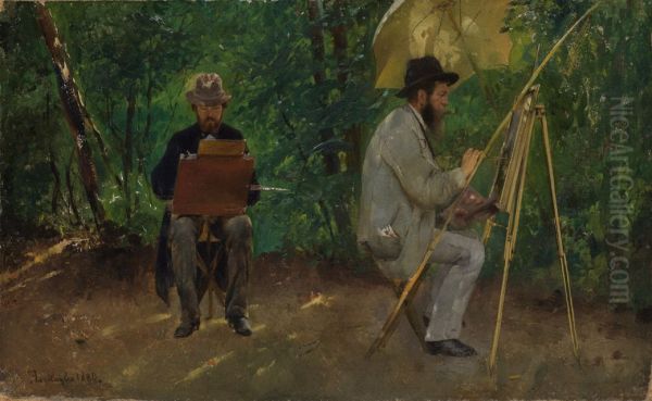 Edmund Kanoldt und Emil Lugo, im Freien malend - view 1