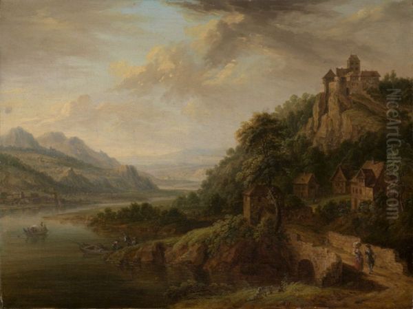Rheinlandschaft mit Burg - view 1